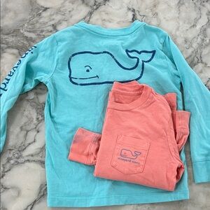 Vineyard Vines Kids Long Sleeve Tees - TWO! Aqua and Coral